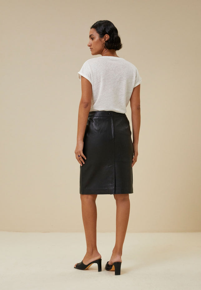 basic leather skirt | black