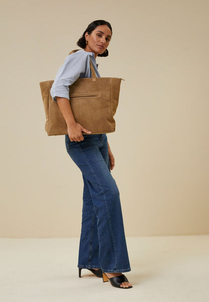 shopper suede bag | dry khaki