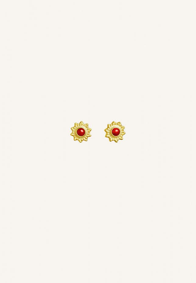 PD fleur stud earring | red