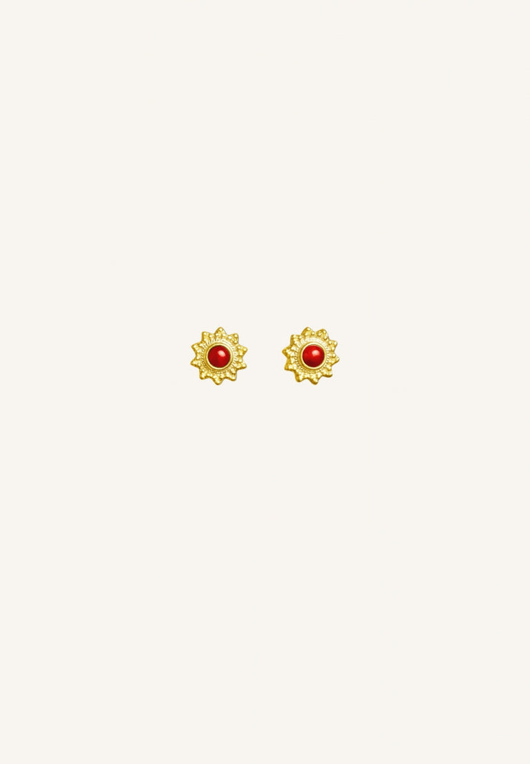 PD fleur stud earring | red