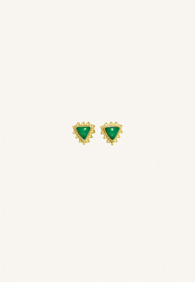 PD triangle stud earring | green