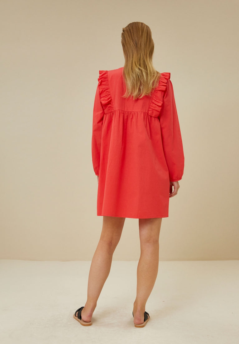 vaya poplin dress | poppy-red
