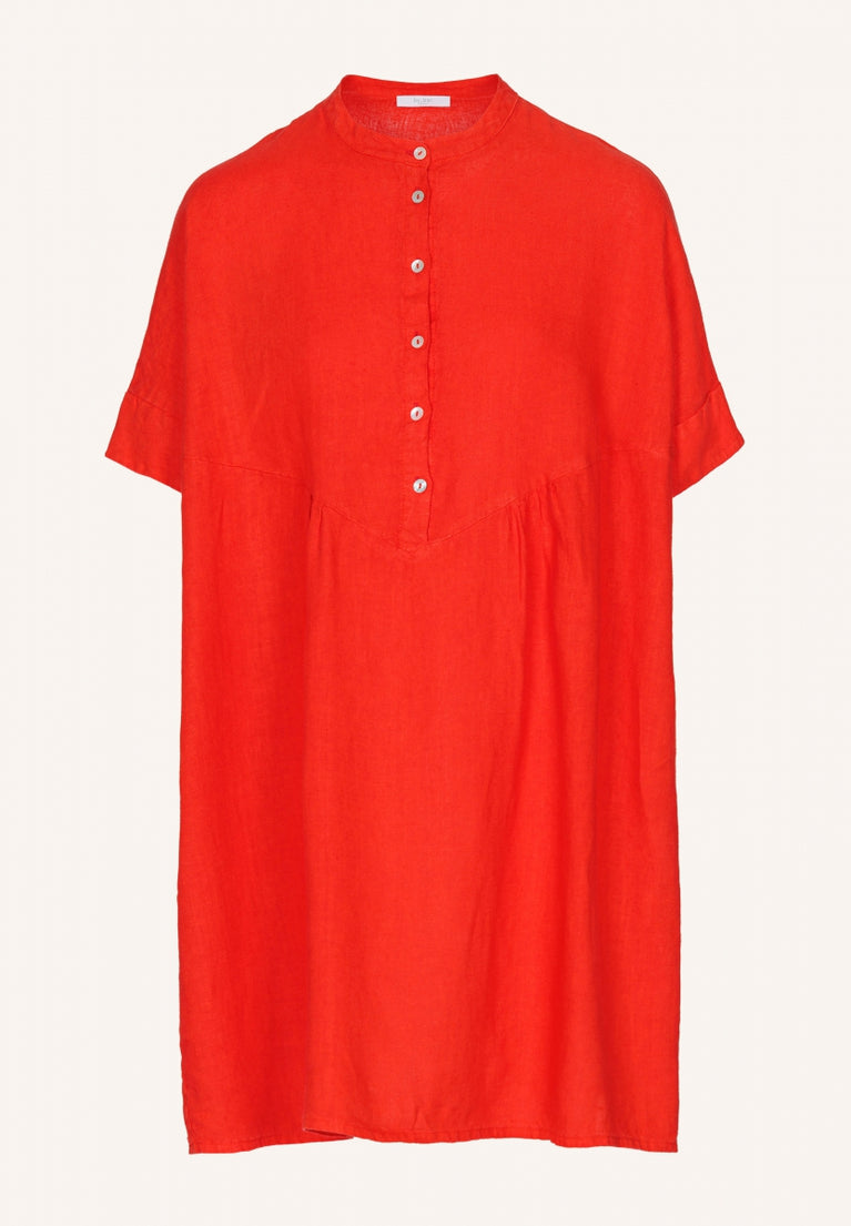 tais linen dress | poppy-red