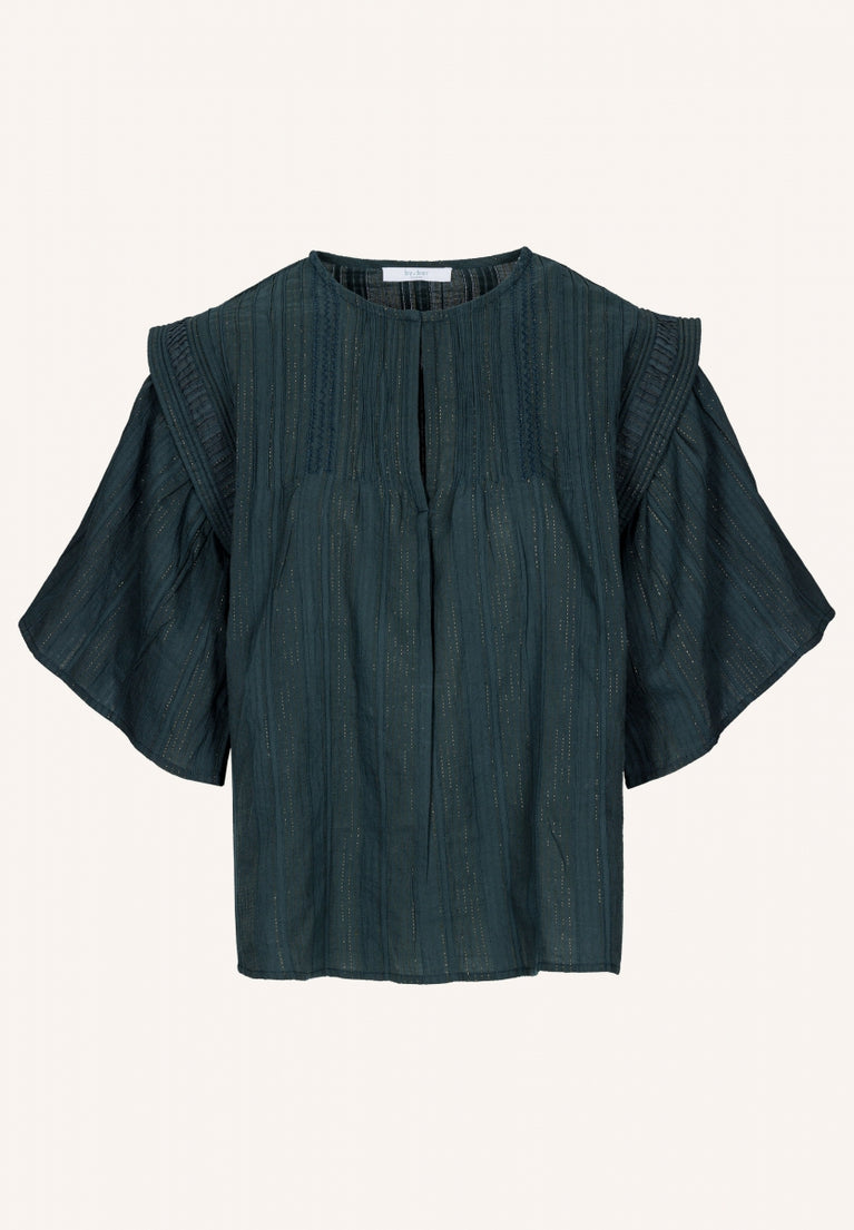 liam lurex ss blouse | pine forest