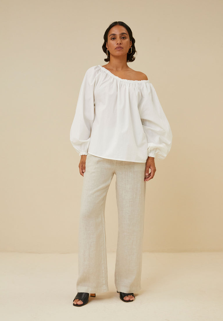 mira poplin blouse | white