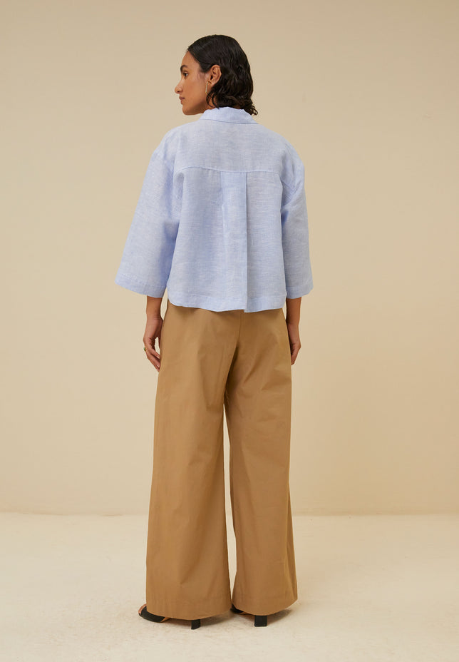 benice pinstripe blouse | sky blue