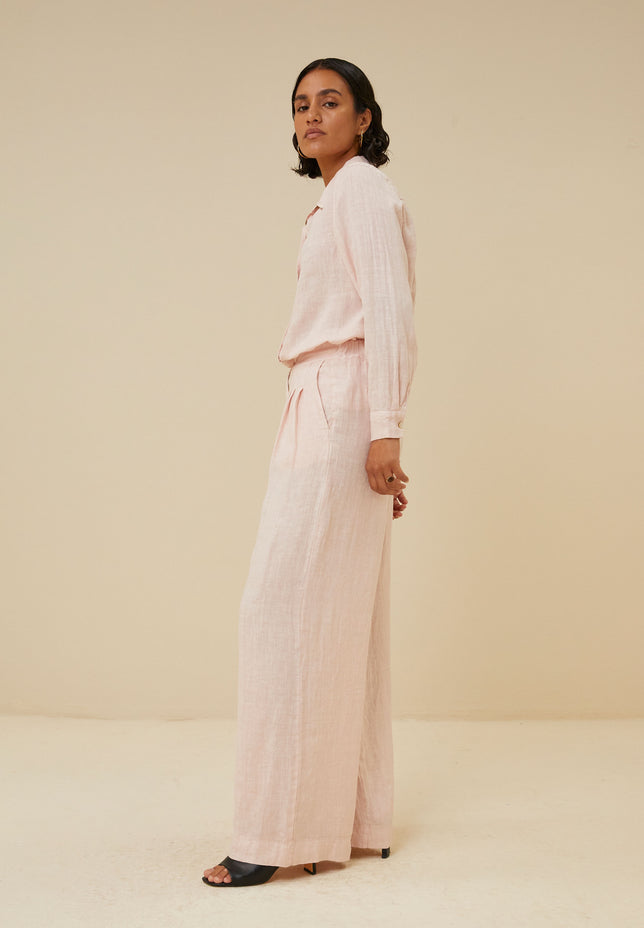 irene linen ls blouse | cipria pink