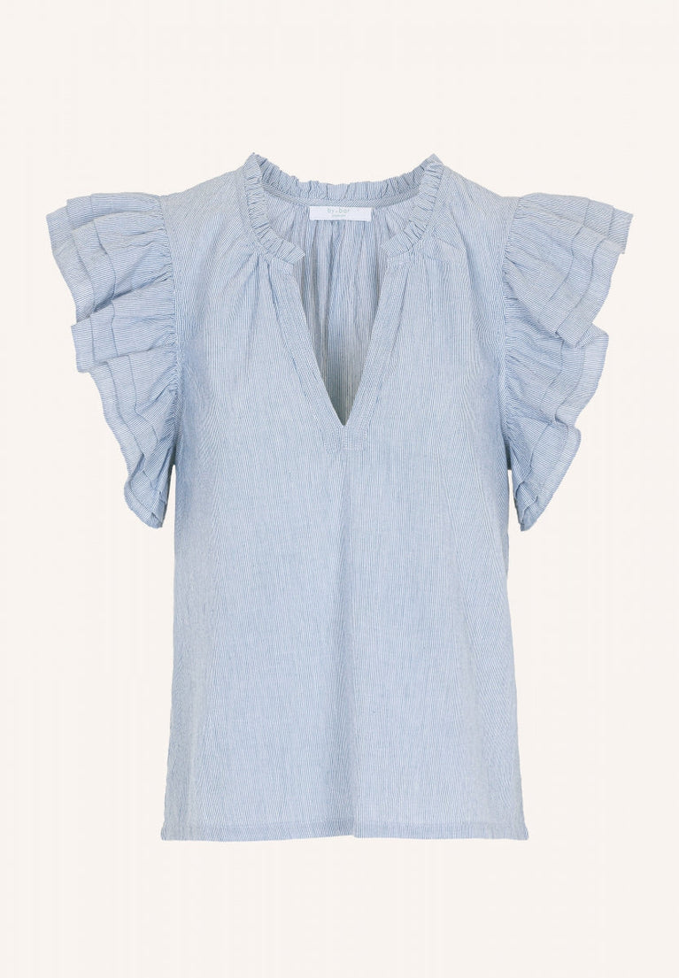 lila pin stripe blouse | indi grey
