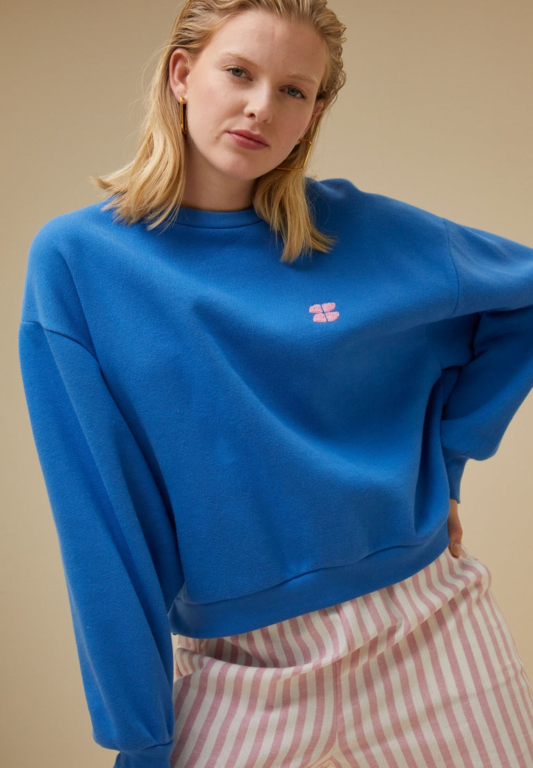 bibi short logo sweater | queens blue
