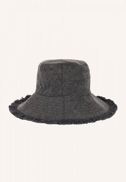 fringed bucket hat | jet black