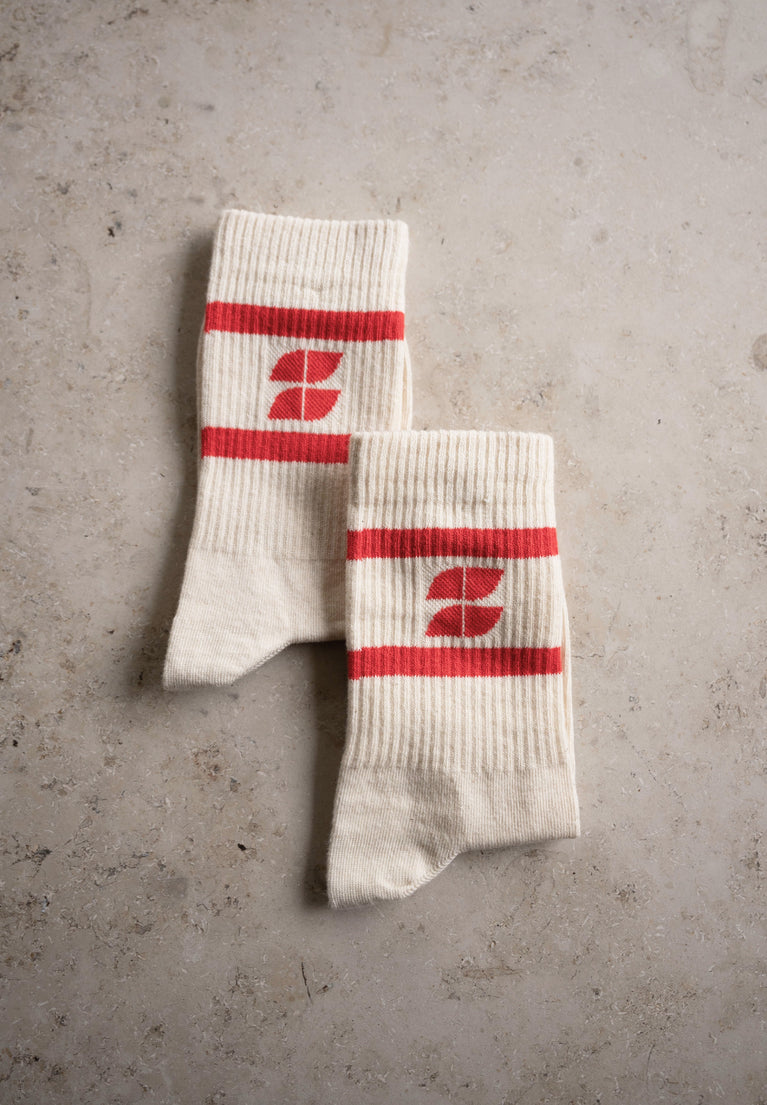 logo uni socks | poppy-red